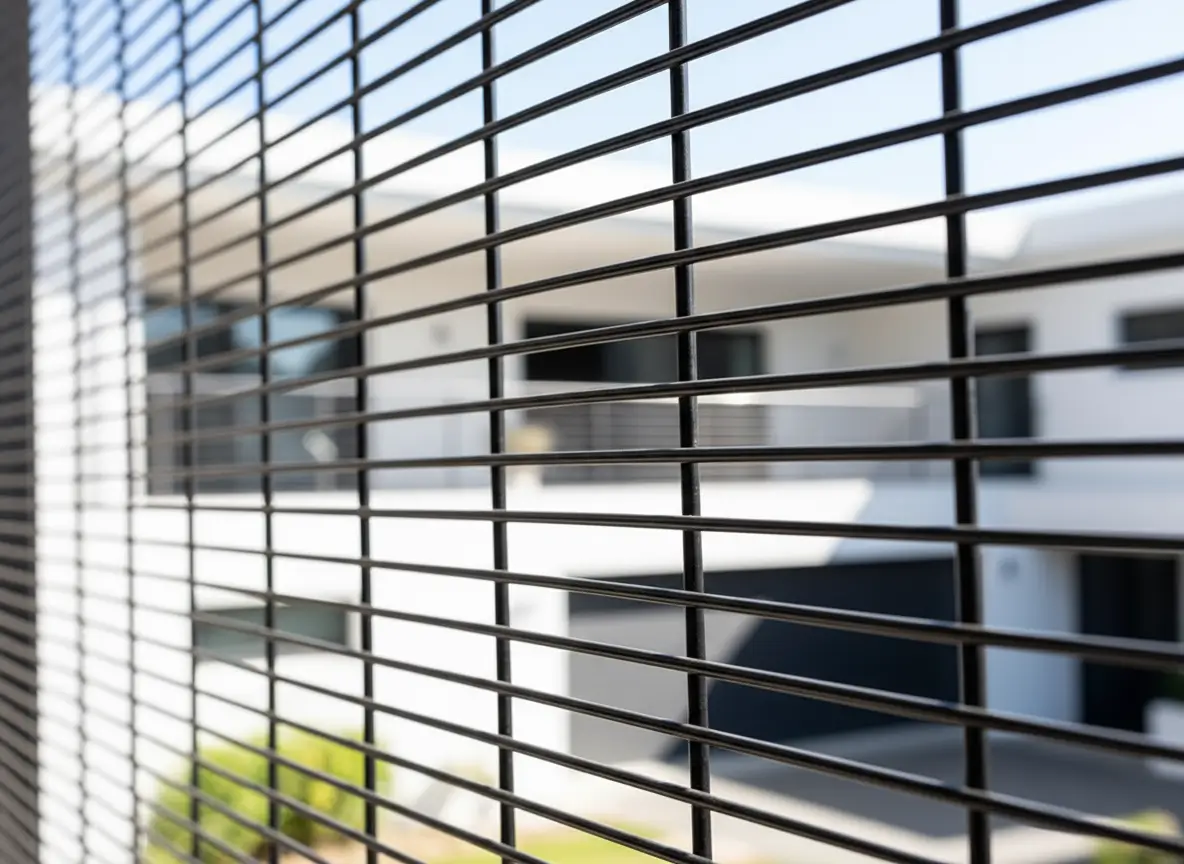 Close-up of high-quality galvanized clearview fence mesh showing wire thickness and welded joints